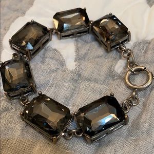 Gray stone silver toned metal bracelet